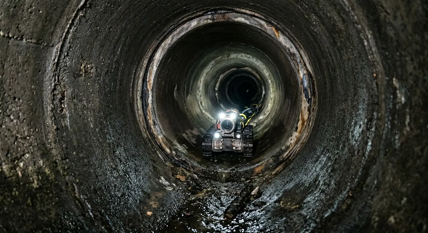Robotic sewer camera inspecting pipe interior for Sewer Line Repair in Lake Zurich
